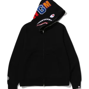 BAPE X OVO Neon 1st Camo Jacquard Shark Full Zip Hoodie